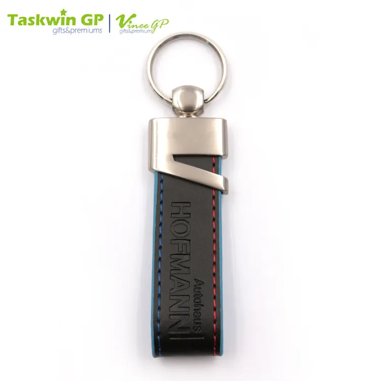 Black Nickel Leather + Zinc Alloy Luxury Bulk Leather Keychains Blank Leather Keyring