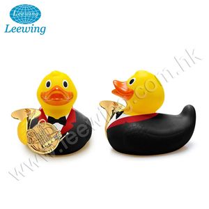 ของเล่นอาบน้ำเด็กเป็ดยางสีเหลืองรูปเฟรนช์ฮอร์นธีมดนตรีไวนิล - Product Image 1