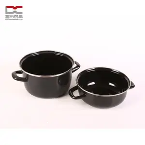 2 in 1 Multi-function factory directly offer non stick Carbon Steel Black Enamel Mussel Set soup stock casserole pot