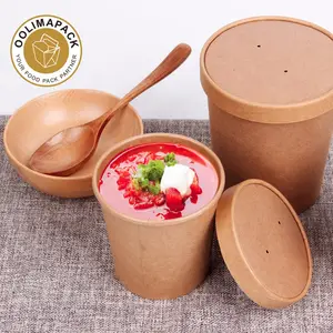 Disposable Bowls Disposable Hot Soup Paper Bowl With Lid Eco Friendly Soup Cup