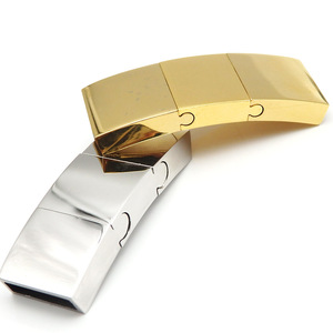 Đồ Trang Sức Làm Có Thể Điều Chỉnh Kích Thước 3 Phần Da Vòng Đeo Tay Phẳng Hình Dạng Thép Không Gỉ Vàng Clasp 13x2.5 Mm/15x3Mm - Product Image 1