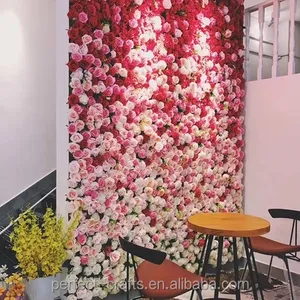 Flores artificiales decorativas populares baratas, flores de fondo de pared para la decoración de la boda