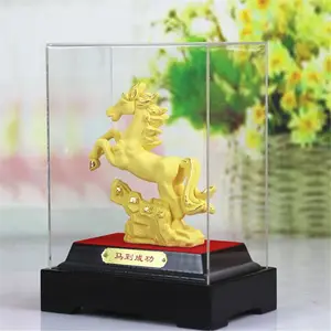 Gouden Paard Standbeeld voor bureau gold gift gouden paard ambachtelijke vergulde Kantoor gift golden metal ambachten