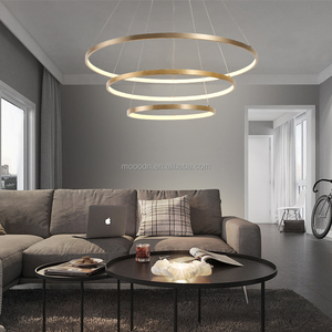 Moderno nordico sottile oro o ottone spazzolato rotondo ciondolo luce LED 5 metallo <span class=keywords><strong>lampadario</strong></span> <span class=keywords><strong>ad</strong></span> anello per l'home office - Product Image 5