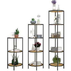 Scaffale <span class=keywords><strong>in</strong></span> Legno Massiccio, Campione Gratuito, Portaoggetti Cilindrici <span class=keywords><strong>in</strong></span> <span class=keywords><strong>Metallo</strong></span>, Scaffale Non Pieghevole per Vasi di Fiori, Soggiorno <1cm - Product Image 2