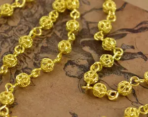 4毫米花丝珠子生黄铜花丝珠链
