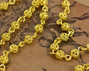 4 millimetri In Filigrana <span class=keywords><strong>Perline</strong></span> Ottone Grezzo Filigrana Bead Catena - Product Image 1