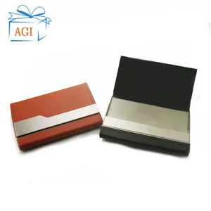 卡片夹促销定制标志金属雕刻身份证名片商务皮革OEM时尚可选20天AGI，AGI