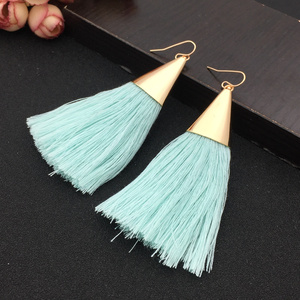Fashion Ladies Cotton Thread Drop Dangle <strong>Earrings</strong> Big Fan Wide Handmade Boho Gold Plated Alloy Tassel <strong>Earrings</strong> <strong>for</strong> <strong>Women</strong> - Product Image 4