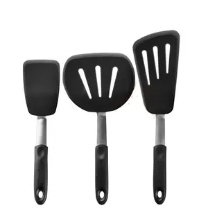 Heat - Resistant Flexible Rubber 3-Piece Silicone Turner Spatula Set - Egg Turners , Pancake Flippers , Kitchen Spatulas