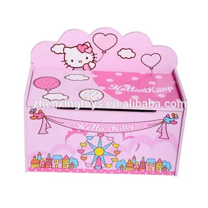 Hello kitty anak kotak penyimpanan kayu