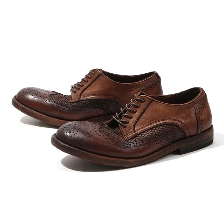 Hot Sale Lace Up Man Brown New Casual Dress Comfortable Real Leather Shoes