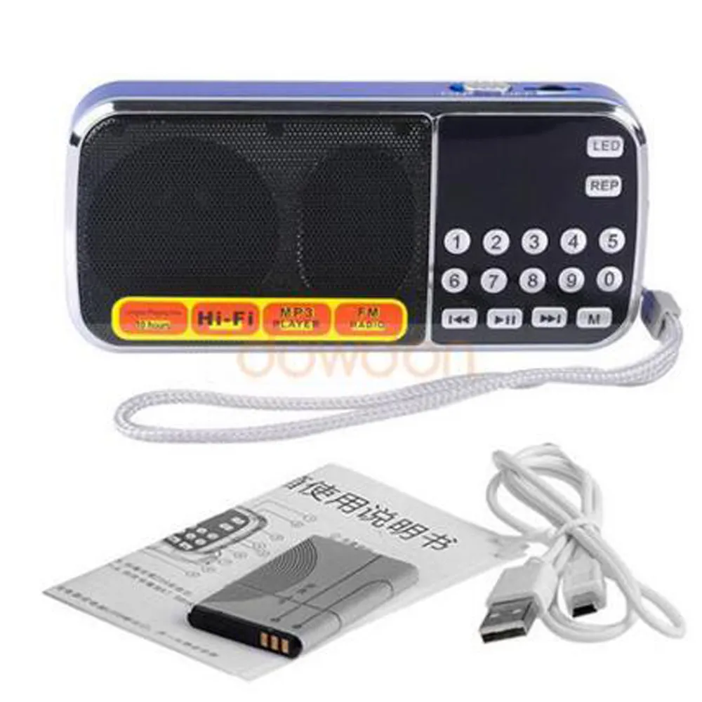 المحمولة L- 088 المتكلم MP3 الصوت مشغل موسيقى راديو FM مكبر الصوت مع مصباح يدوي USB AUX TF فتحة