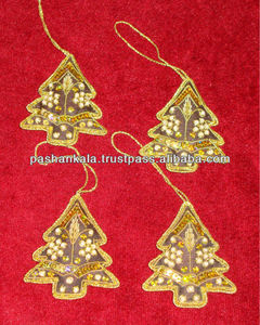 Tree Shape Hand Embroidery Christmas Decoration Wall Hanging - Product Image 1