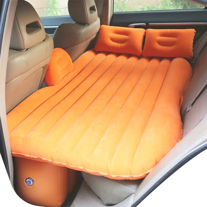 Flocado de coche cama de Color naranja coche colchón de aire con guardia