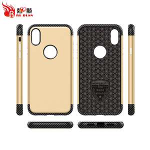 <span class=keywords><strong>A</strong></span> prueba de golpes dos en una caja del teléfono de la fibra del carbón para el iPhone X - Product Image 3