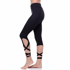 Pantalon de Yoga sexy de Compression pour femmes, Leggings avec bandes Super nœuds, moulants d'entraînement, vêtements de sport pour dames