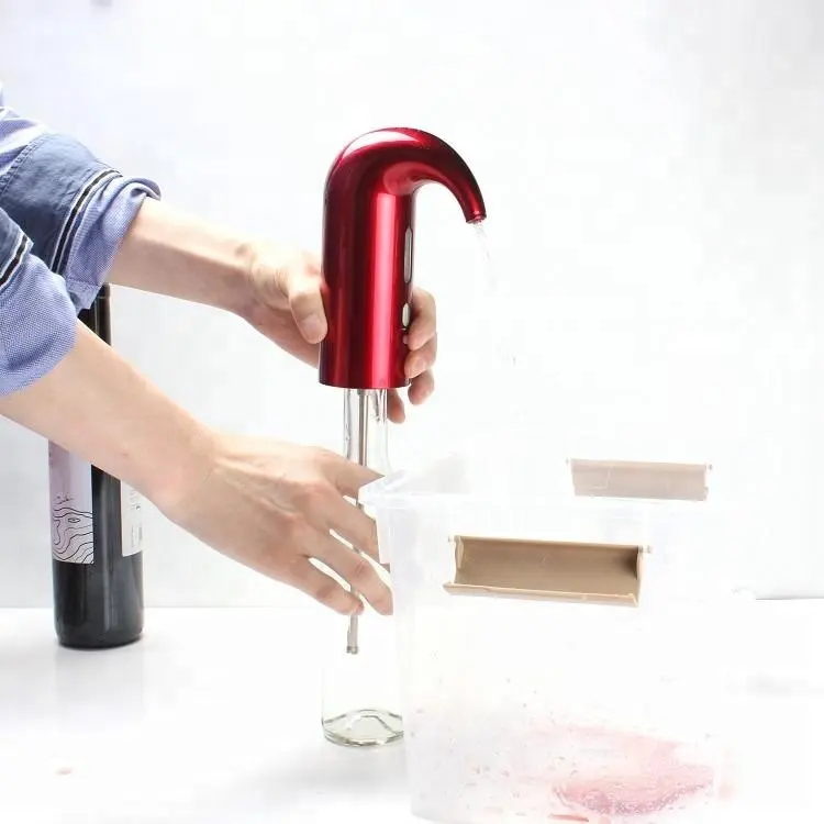 One-Touch Hoạt Động Sạc Điện Chai Rượu Vang Aerator Với Mở Rộng Silicone Ống Cho Chai Đầy Đủ Hoặc Cá Nhân Thủy Tinh