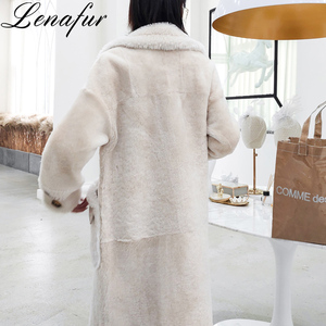 Winter Genuine Real Sheepskin Leather <strong>Lined</strong> Sheep Shearling <strong>Fur</strong> Coat <strong>Jackets</strong> for Women - Product Image 3