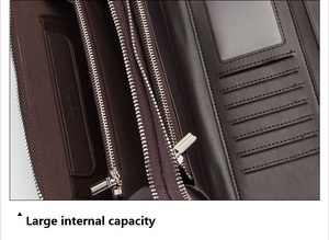 Produttore diretto Baellerry classico vendita calda da uomo stile lungo doppia cerniera <span class=keywords><strong>grande</strong></span> capacità in <span class=keywords><strong>pelle</strong></span> PU pochette per telefono portafogli - Product Image 6