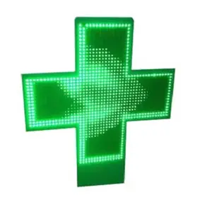 Single side green color Outdoor 3D LED cross pharmacy sign