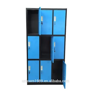 9 Doors gym locker 3 tier locker cabinet for changing room new design cheap price commercial furniture metal cupboard