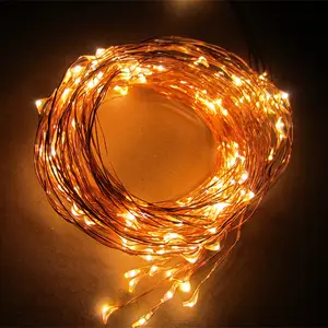 Iluminação led decorativa para casamento, 50m, 500led, mini, de cobre