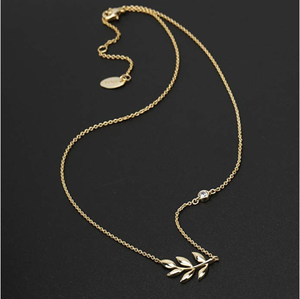 Monili Dell'acciaio Inossidabile di modo Del Pendente Del Foglio Della Collana Ramo di Un Albero Collane Stazione di Catena per Le Donne - Product Image 5