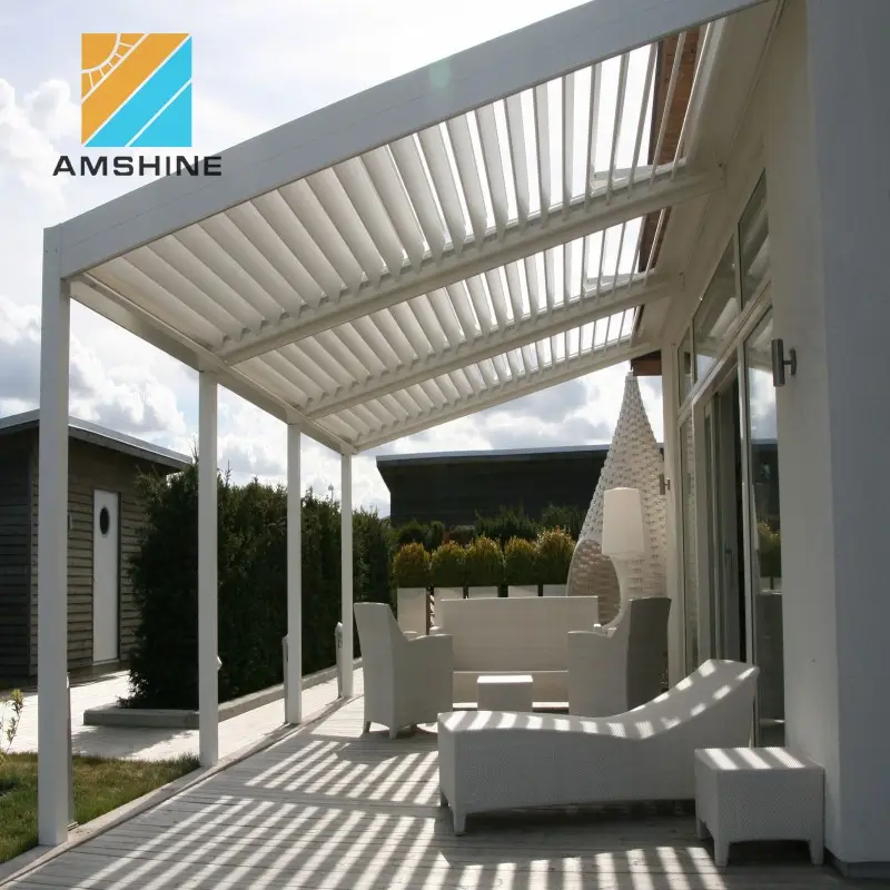 Motorisierte Aluminium-Lamellen dach wasserdichte Pergola an die Wand lehnen