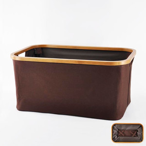 ตะกร้าผ้าโอไรเซชันสีน้ำตาลเรียบง่ายขอบไม้ไผ่ - Product Image 2