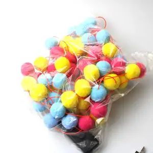 High quality beautiful multi-color polyester pom pom balls with Luminous cord