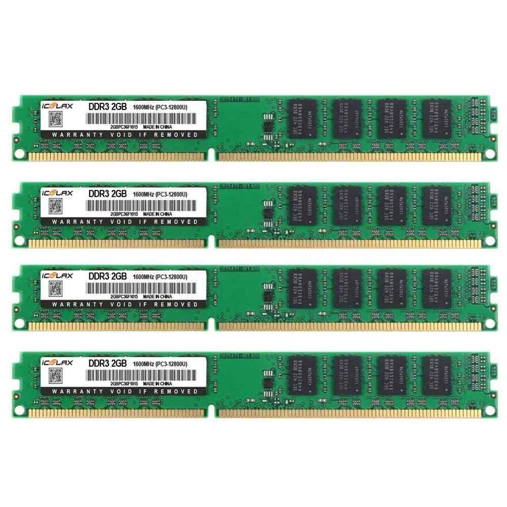 ICOOLAX Module mémoire d'excellente qualité Memoria Ram DDR pour ordinateur de bureau Compatible avec toutes les cartes mères PC3 12800 1600MHZ CL11 2GB