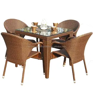 Plastica Rattan Intrecciato Giardino Dinner Set Mobili Da Giardino