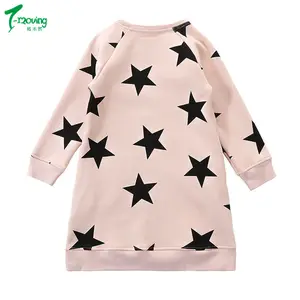 bebek kostümleri yıldız baskı Suppliers-Yeni stil kız çocuk elbiseleri prenses kostüm pamuk çocuk giysileri kız elbise çocuk giyim yıldız desen