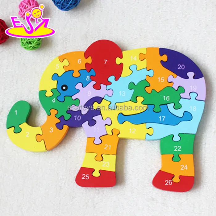 2024 뜨거운 판매 코끼리 디자인 교육 알파벳 나무 직소 퍼즐 아이들을위한 W14I013