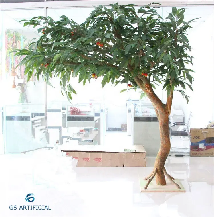 Buatan Lychee Pohon Buah untuk Lobi Hotel Kantor Dekorasi Lengkeng Pohon