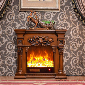 Cheminée électrique classique personnalisée avec télécommande, style moderne et sombre, insert pour salon intérieur, cheminée en bois, manteau de cheminée, flamme simulée - Product Image 1