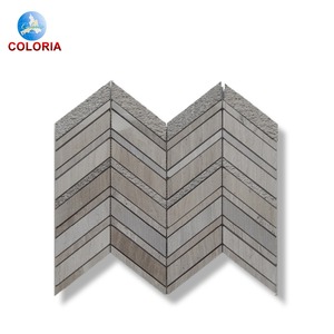 Mosaïque en marbre Calacatta <span class=keywords><strong>Chiara</strong></span> mélangée à des perles de nacre en forme <span class=keywords><strong>d</strong></span>'arête de poisson pour crédence murale et sol - Product Image 6