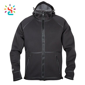 Veste décontractée personnalisée coupe-vent et imperméable en néoprène avec fermeture éclair intégrale, grande taille, doublure polaire intérieure, style sweat à capuche - Product Image 1