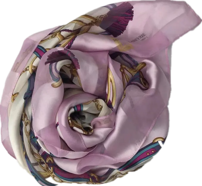 Printed silk scarf with 100% silk material satin striped chiffon for daily life