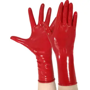 Wieder verwendbare große schwarze rote rosa lange Sex handschuhe Günstige sexy Frauen Fetisch puder freie Latex handschuhe