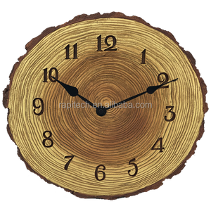 Reloj de pared de cuarzo de 9 pulgadas con diseño de madera rústica Pantalla de aguja de poliresina de una sola cara para interiores y exteriores - Product Image 1