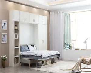 Letto a Scomparsa Verticale Moderno a Parete Letto Matrimoniale a Ribalta con Guardaroba e Divano - Product Image 1