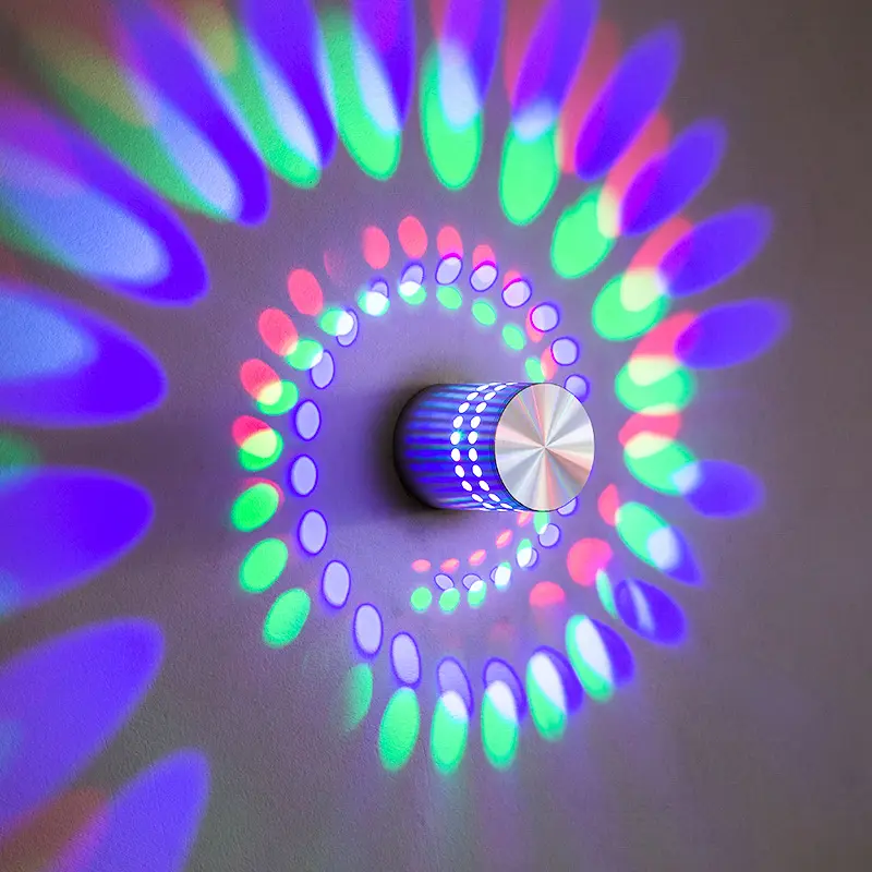 Современный светодиодный настенный светильник RGB, комнатное бра для дома и вечеринок, цветное освещение KTV, караоке, бара, декоративные спиральные настенные лампы, 1 Вт, 3 Вт