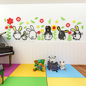 Adesivo Murale 3D a Forma di Coniglio in Acrilico, Taglio a Stampo, Stampa con Verniciatura UV, Impermeabile, Ecologico, Durevole, Spessore 1,6mm per Bambini - Product Image 3