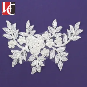 HC-3291 Hechun High Quality Flower Embroidery Bead Lace Applique for Sexy Dress