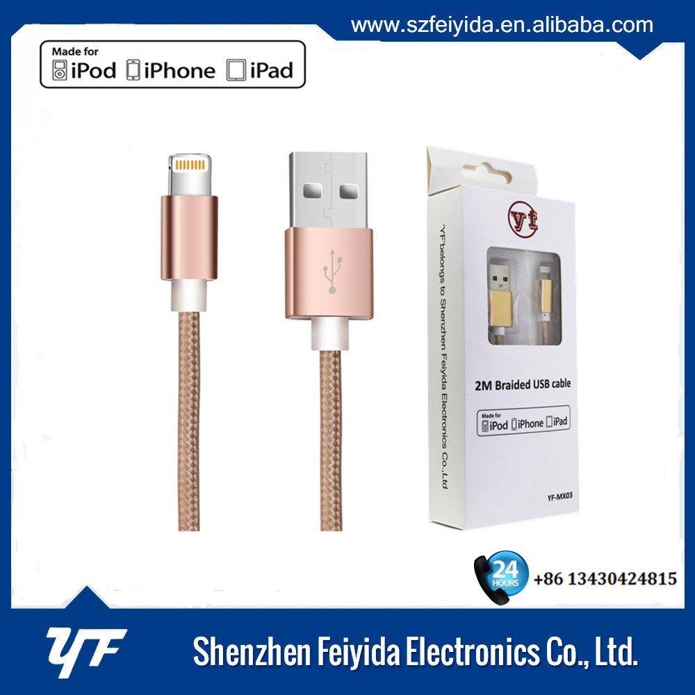 Высочайшее качество MFi 8pin плетеный USB Кабель для iPhone 5 6 7 8