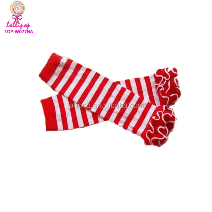 Baby Ruffle Flower Legging sock Warmers red and white Stripe Baby Kids Leg Warmer stockings