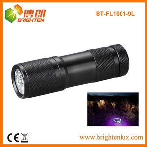 Fábrica venta al por mayor CE buena calidad 380-385nm 9LED aluminio UV led linterna para encontrar escorpión y otros insectos - Product Image 1