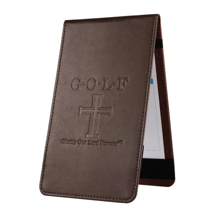 Brown PU Leder Golf Scorecard Holder & Yardage Book mit Logo